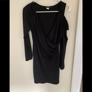 Open Shoulder Sleek Black Dress